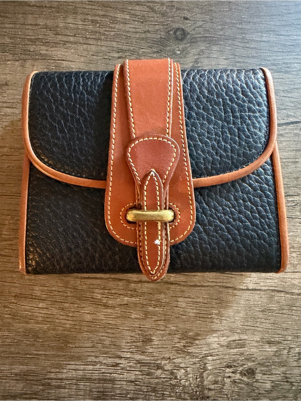 Leather Pebbled Blue & Brown Women's  Wallet